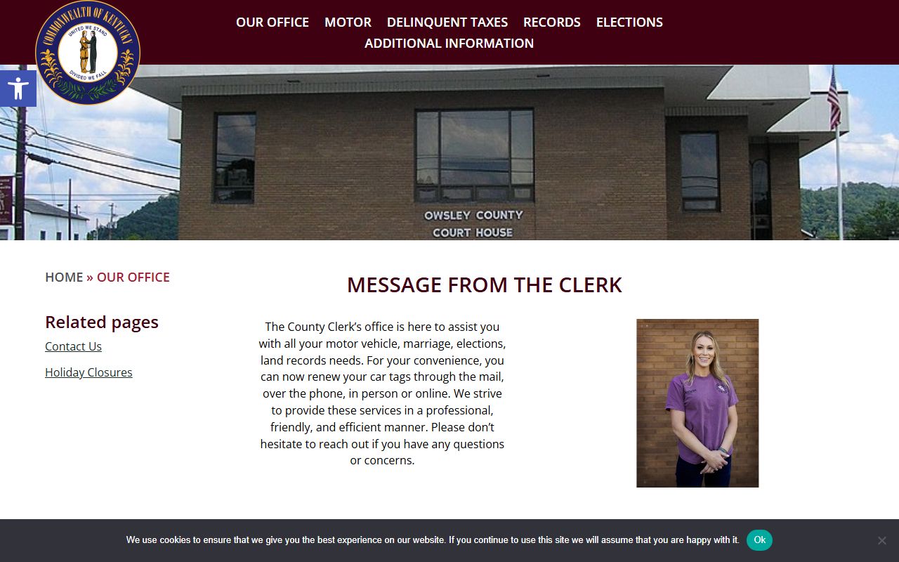 Owsley County Clerk records office services page