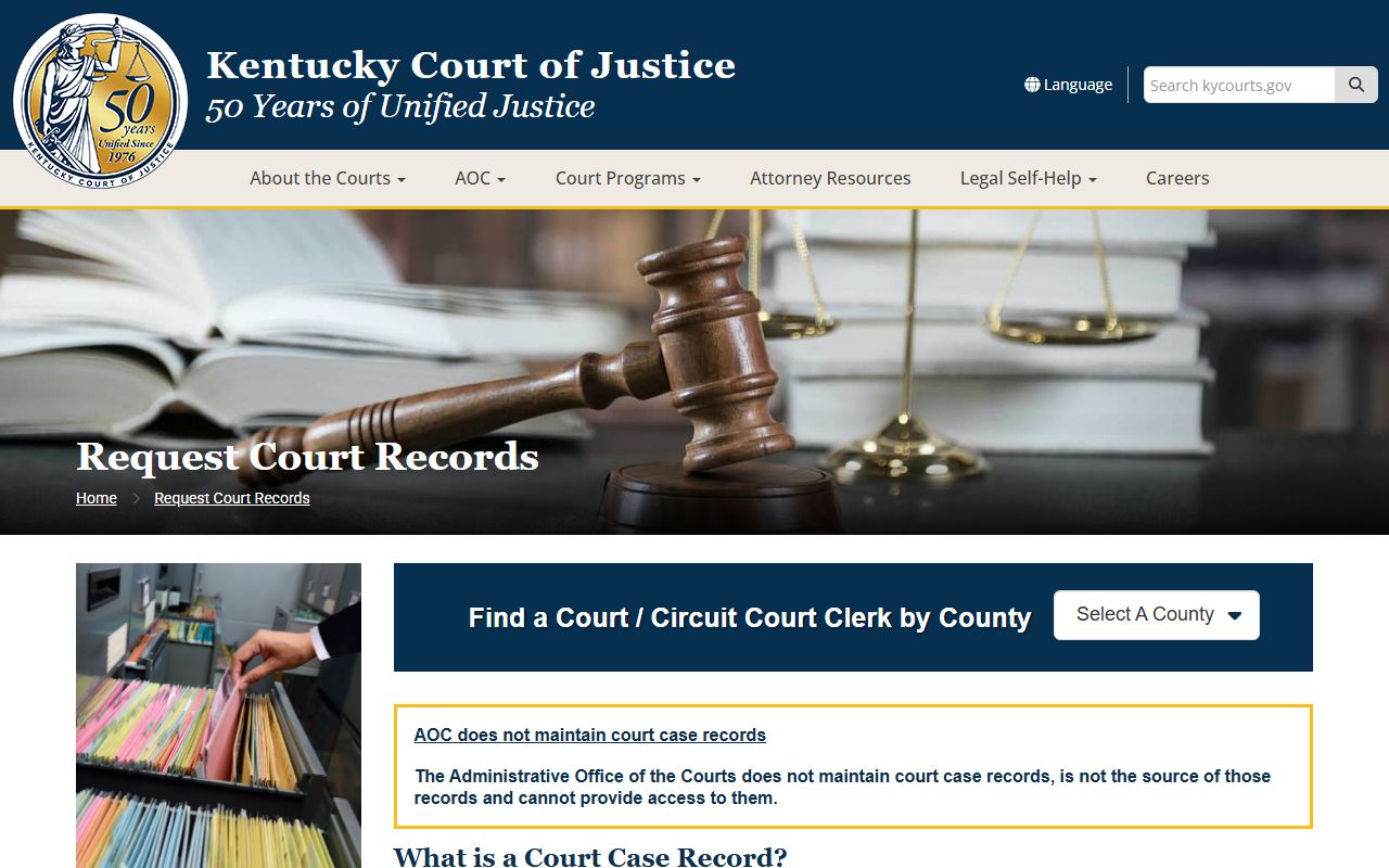 Owsley County court records request instructions from Kentucky Court of Justice