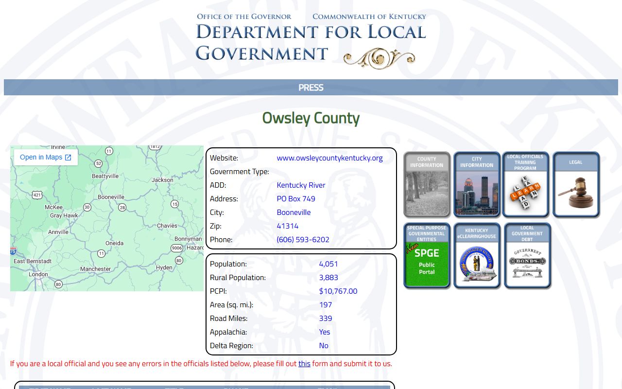 Owsley County inmate records sheriff and jailer directory