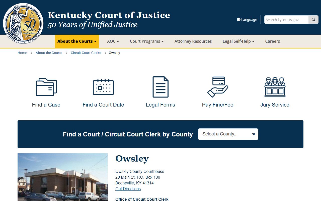 Owsley County court records official courthouse page