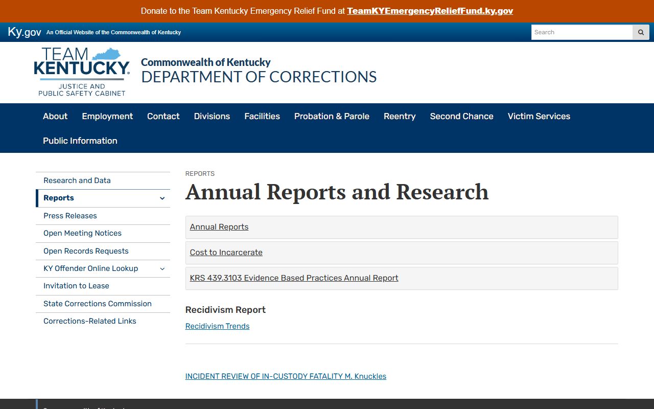 Owsley County inmate search Kentucky DOC research and jail status context